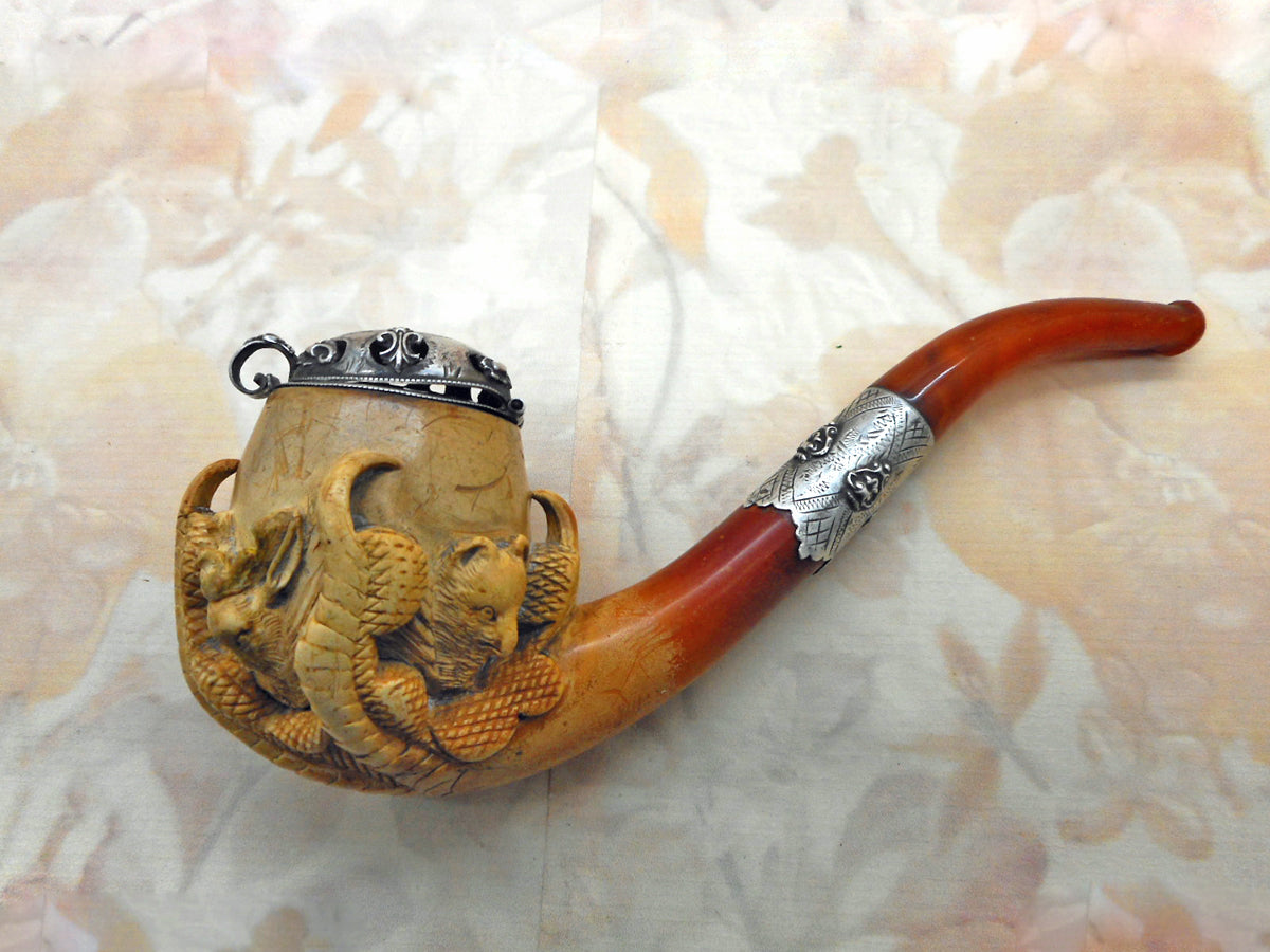 A silver mounted meerschaum pipe. c1872-1922