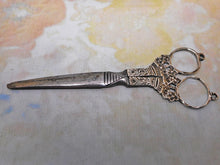 Load image into Gallery viewer, A large pair of Dutch silver mounted chatelaine scissors. 19thc
