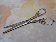Load image into Gallery viewer, A large pair of Dutch silver mounted chatelaine scissors. 19thc
