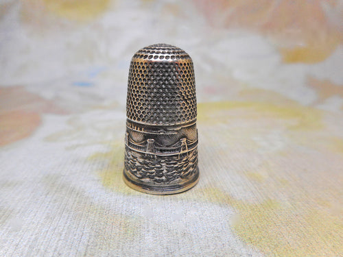 Brighton Chain Pier -a silver souvenir thimble. c1840