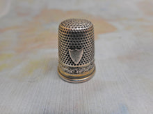 Load image into Gallery viewer, A silver plated set of sewing tools embossed with mistletoe. c1900
