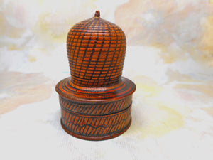 A wooden pin poppet / pin box combo. c 1800