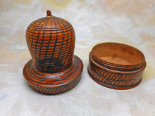 Load image into Gallery viewer, A wooden pin poppet / pin box combo. c 1800
