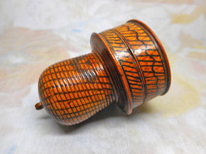 A wooden pin poppet / pin box combo. c 1800