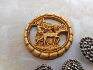 A mixed lot of steel studded buttons plus a Deco design.