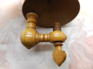 A large Painted Tunbridge Ware pin cushion clamp with integral box. c1820