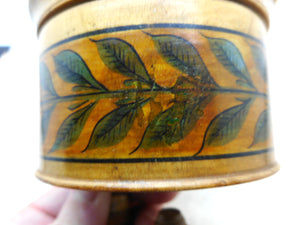A large Painted Tunbridge Ware pin cushion clamp with integral box. c1820