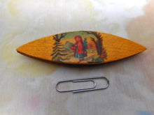 Charger l&#39;image dans la galerie, A Mauchline Ware tatting shuttle- Little Red Riding Hood. c1860
