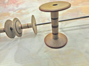 SOLD………A 5 spool Painted Tunbridge Ware multiple reel holder. c 1800
