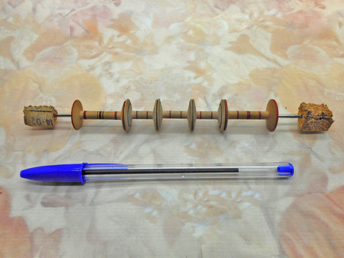 A 5 spool Painted Tunbridge Ware multiple reel holder. c 1800