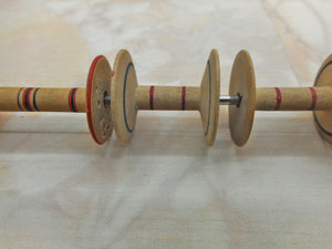 SOLD………A 5 spool Painted Tunbridge Ware multiple reel holder. c 1800