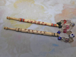 Two 19thc bone lace bobbins- William Pettit 1868 and George Fecps 1868 (Phipps?)