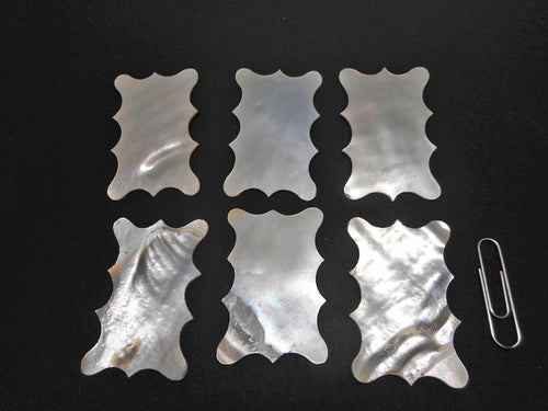 A set of 6 pearl, oblong thread winders. c1840