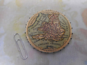 A Georgian printed silk map pin disc / pin cushion. c1820