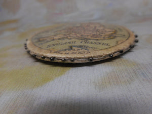 A Georgian printed silk ‘map’ pin disc / pin cushion. c1820