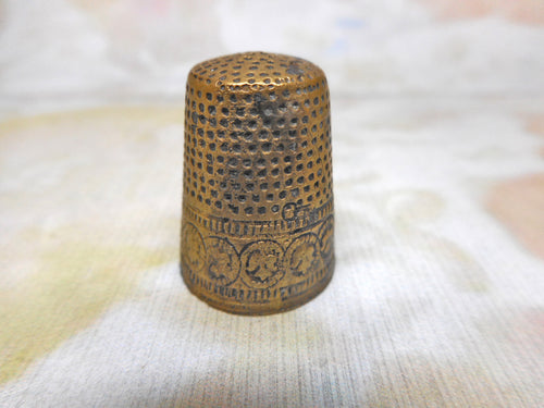 A late medieval, gilt brass thimble. Nuremberg c1580