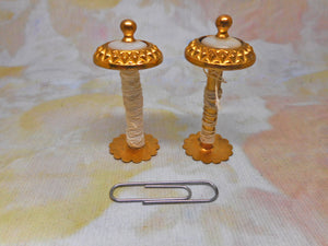 A pair of decorative gilt metal reels / spools. c1880