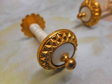 Load image into Gallery viewer, A pair of decorative gilt metal reels / spools. c1880
