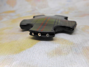 SOLD.....Two Tartan Ware thread winders. Louise pattern. c1870