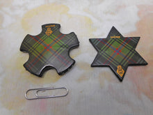 Load image into Gallery viewer, Two Tartan Ware thread winders. Louise pattern. c1870
