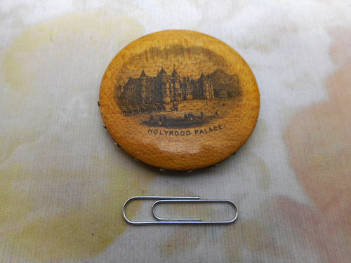 A Mauchline ware pin wheel. Holyrood Palace. c1850
