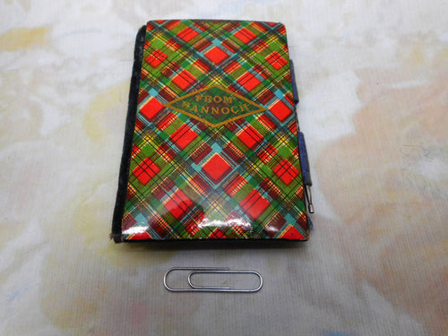 A Tartan ware needle case-'From Rannoch'. c1880-1900