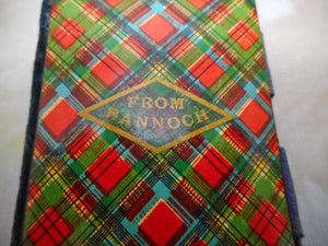 A Tartan ware needle case-'From Rannoch'. c1880-1900