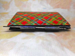 A Tartan ware needle case-'From Rannoch'. c1880-1900