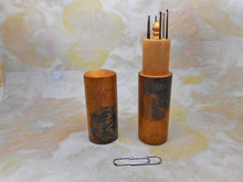 Load image into Gallery viewer, A Mauchline Ware crochet hook set. c1890. Lover's Seat. Fairlight. Hastings.
