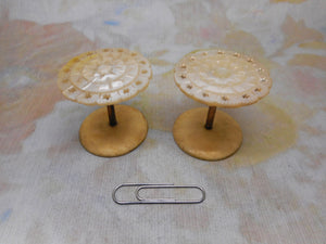 A pair of pretty pearl topped cotton reel holders. c1850