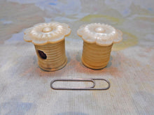 Load image into Gallery viewer, A pearl topped sewing box waxer and matching emery. c1850
