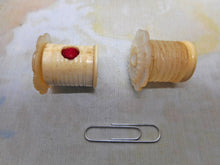 Load image into Gallery viewer, A pearl topped sewing box waxer and matching emery. c1850
