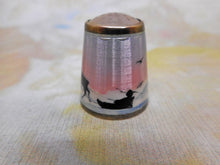 Load image into Gallery viewer, A Norwegian enameled silver thimble. c1910. Reindeer and Sled.
