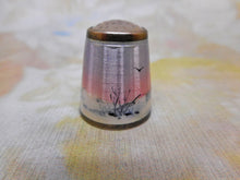 Load image into Gallery viewer, A Norwegian enameled silver thimble. c1910. Reindeer and Sled.
