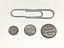 Load image into Gallery viewer, Three really tiny model coins. 1848
