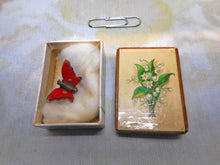 Load image into Gallery viewer, A little cardboard needle box with a print of Lilies of the Valley. c1860
