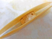 Load image into Gallery viewer, SOLD........An engraved mother of mother of pearl knotting shuttle. c1820
