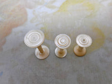 Load image into Gallery viewer, Three mini mother of pearl reels / spools. French c 1800.
