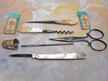 Load image into Gallery viewer, A mother of pearl clad sewing set / etui. c1870
