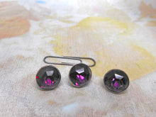 Load image into Gallery viewer, Three Georgian silver buttons set with purple pastes. c1820.
