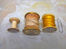 Load image into Gallery viewer, Three interesting early cotton reels / spools.
