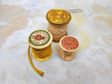 Load image into Gallery viewer, Three interesting early cotton reels / spools.
