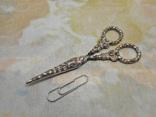 Load image into Gallery viewer, A small pair of silver scissors with blade sheath. English. c1830
