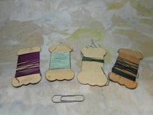 Load image into Gallery viewer, Four little cards of thread. 'Mandarin Silk'. c1855.
