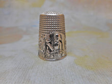 Load image into Gallery viewer, A French Art Nouveau silver thimble- Woman with flower. c1900
