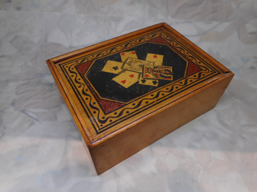 A rare, early decorative playing card box. c 1830