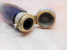 Load image into Gallery viewer, SOLD…………..An antique facet cut blue glass double ended scent bottle. c 1850..
