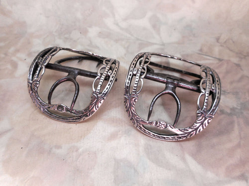 A pair of silver framed shoe buckles with 18th century Scottish hall marks