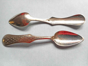 Ten Dutch silver demitasse spoons and matching caddy spoon. 19th century.