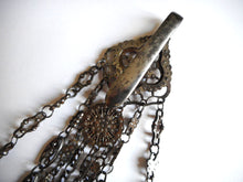 Load image into Gallery viewer, A fine cut steel chatelaine with steel studding. c 1860
